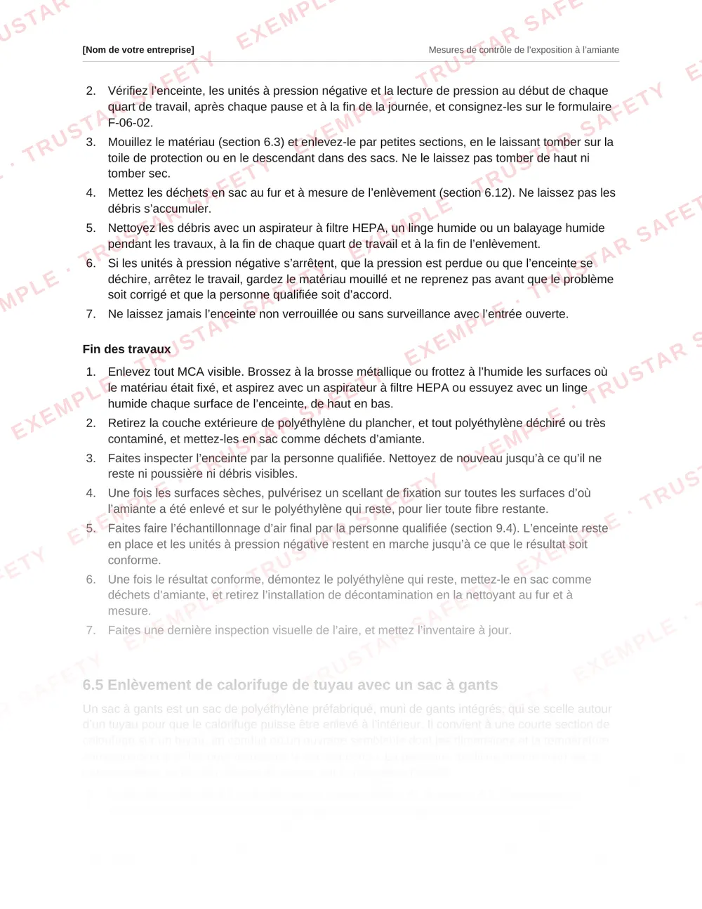 French glove bag procedure from the asbestos plan template