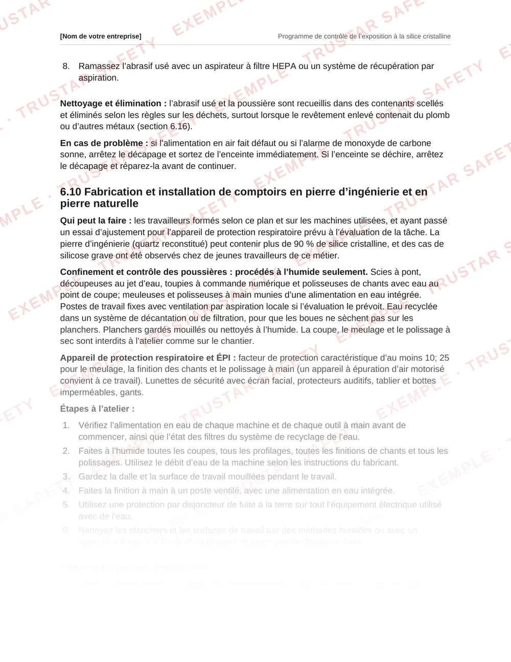 French engineered stone countertop fabrication procedure from the silica plan template
