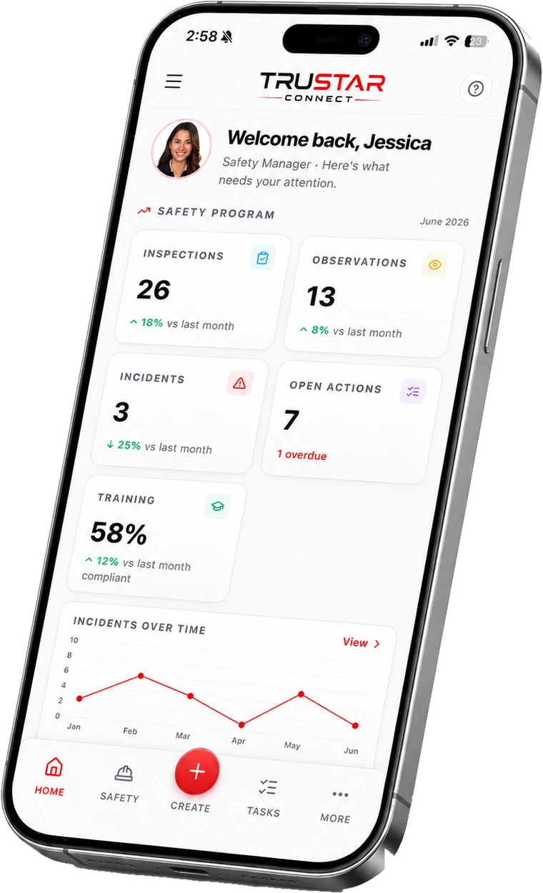 TruStar Connect safety software running on a phone in the field